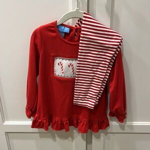 Smocked Candy Cane Long Sleeve Christmas Set
